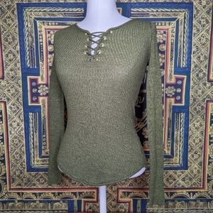 Derek Heart Olive Green Henley Long Sleeve Shirt Size Small